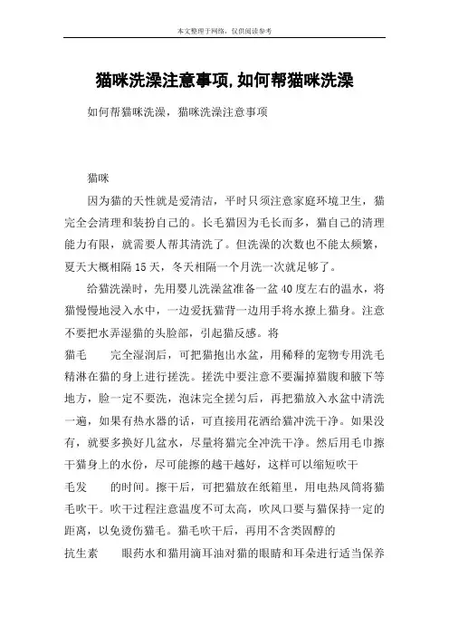 猫咪洗澡注意事项,如何帮猫咪洗澡
