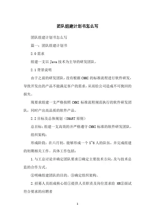团队组建计划书怎么写