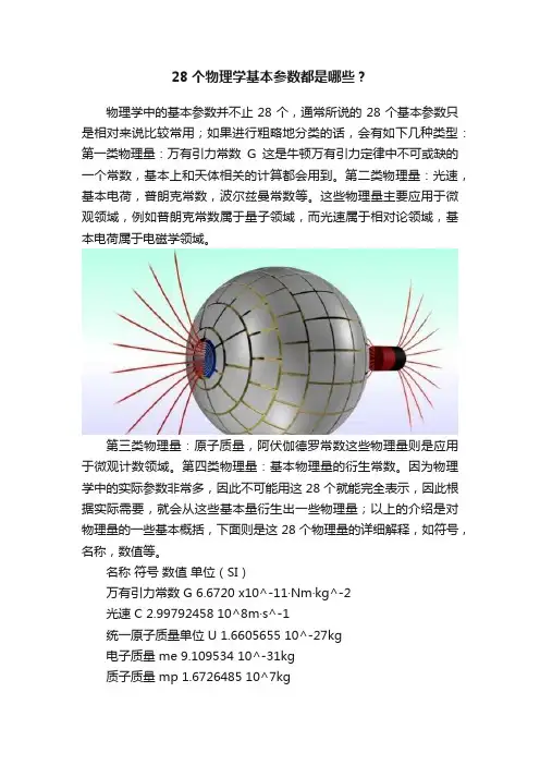 28个物理学基本参数都是哪些？