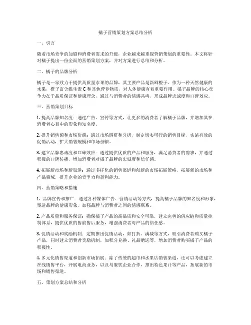 橘子营销策划方案总结分析