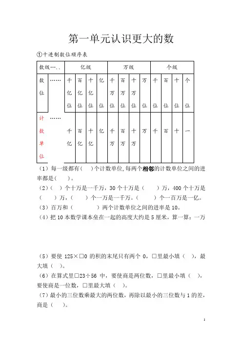 四年级上册复习资料