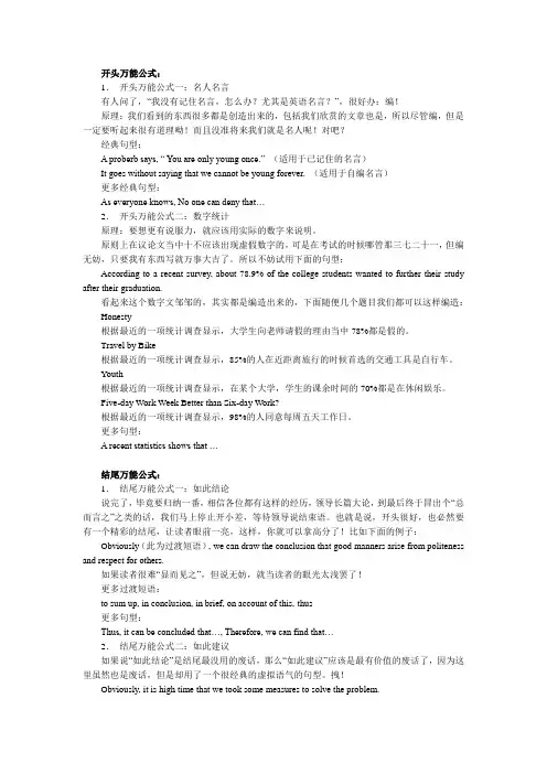 英语六级作文万能模板汇总