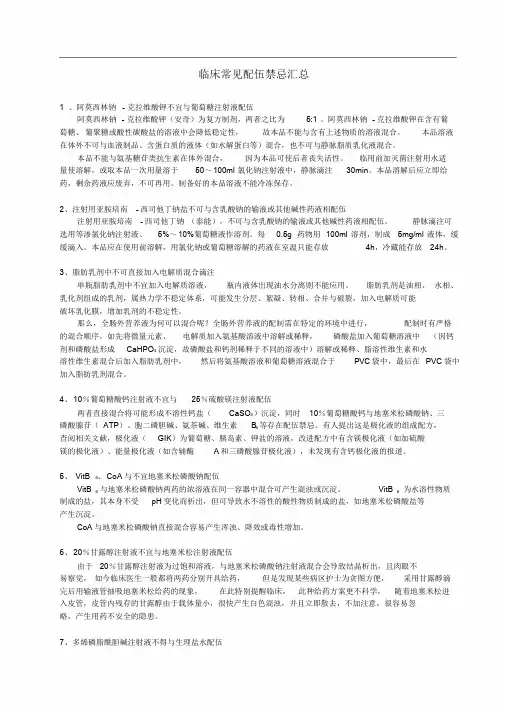 临床常见配伍禁忌汇总