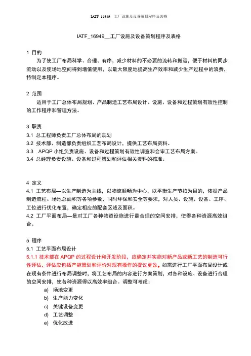 IATF_16949__工厂设施及设备策划程序及表格