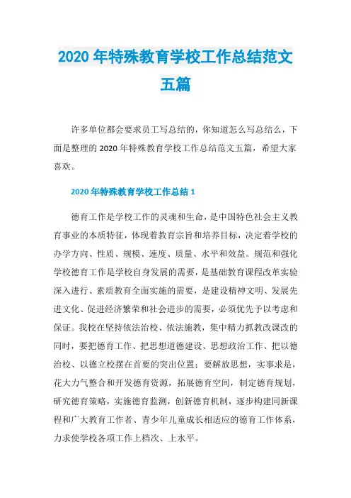 2020年特殊教育学校工作总结范文五篇