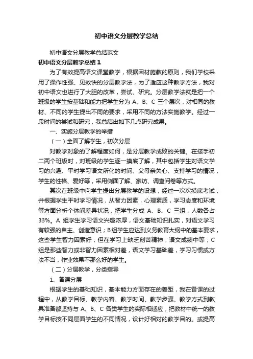 初中语文分层教学总结范文