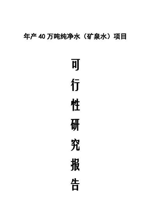 年产20万吨纯净水矿泉水项目可行性研究报告