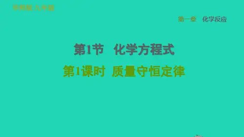 九年级科学上册第1章化学反应1化学方程式第1课时质量守恒定律习题课件新版华东师大版