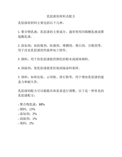 乳胶漆原材料及配方