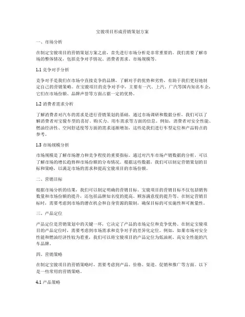 宝骏项目形成营销策划方案