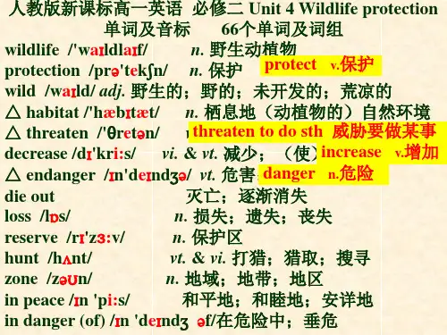 人教版高一英语 必修二 Unit4 Wildlife protection 单词[有音标]