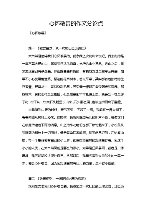 心怀敬畏的作文分论点