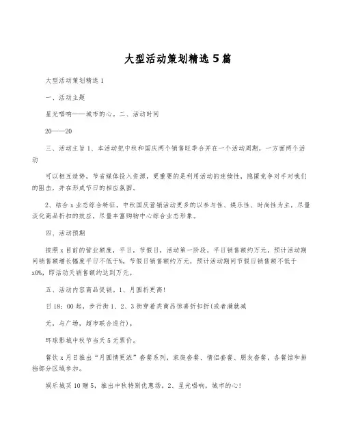大型活动策划精选5篇