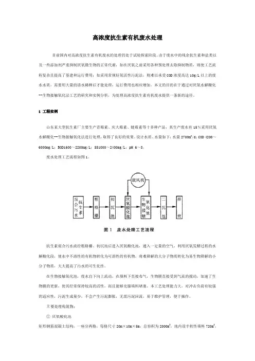 高浓度抗生素有机废水处理