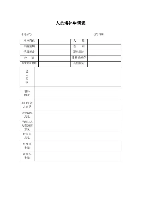 行政审批表格汇总样本