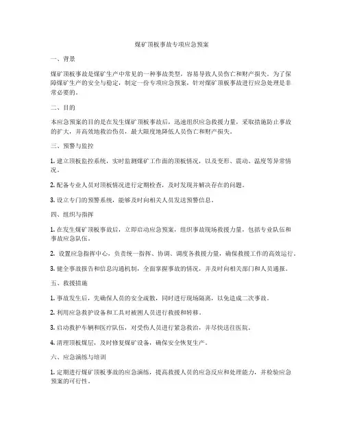 煤矿顶板事故专项应急预案