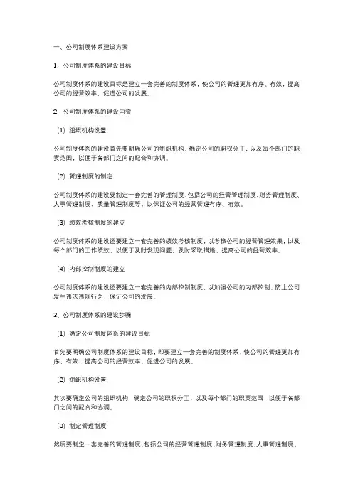 公司制度体系建设方案