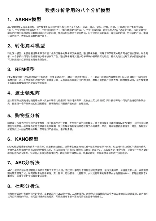 数据分析常用的八个分析模型