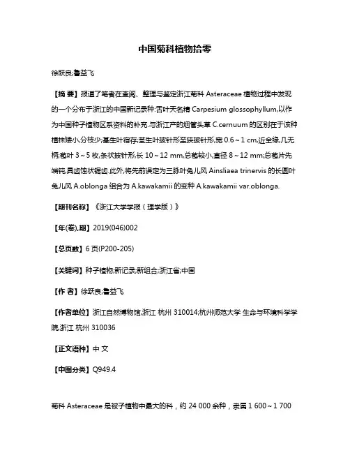 中国菊科植物拾零