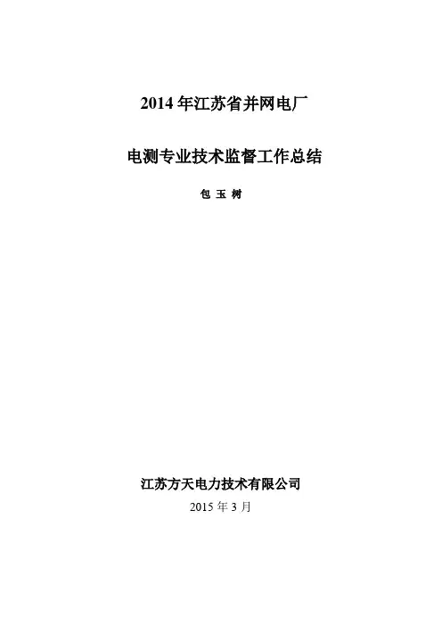 2014年并网电厂电测专业技术监督年终总结课件