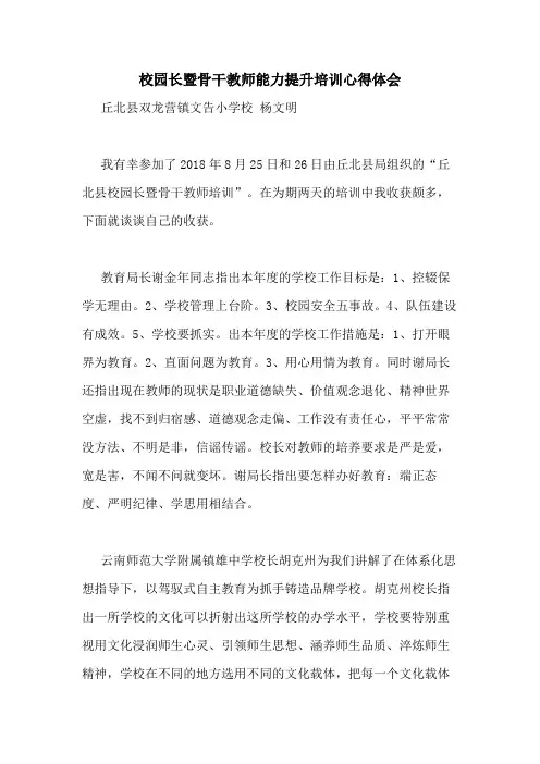 2020年校园长暨骨干教师能力提升培训心得体会