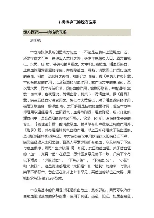 ｛桃核承气汤经方医案