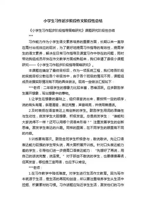 小学生习作起步阶段作文阶段性总结