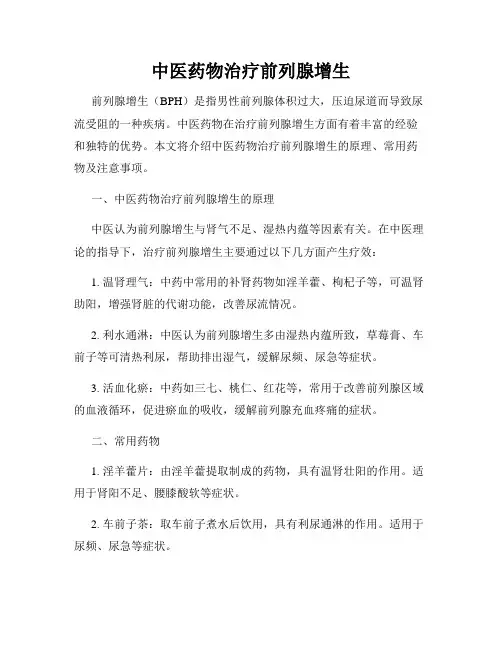 中医药物治疗前列腺增生