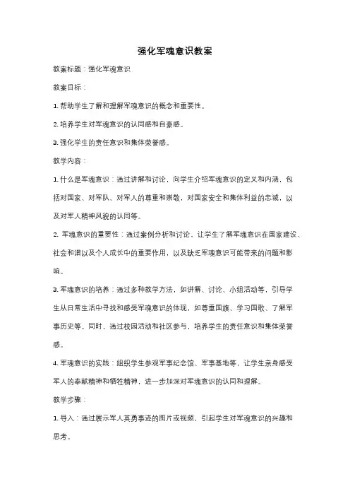 强化军魂意识教案