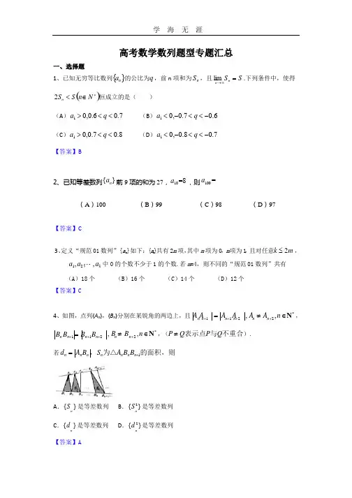 高考数学数列题型专题汇总.pptx