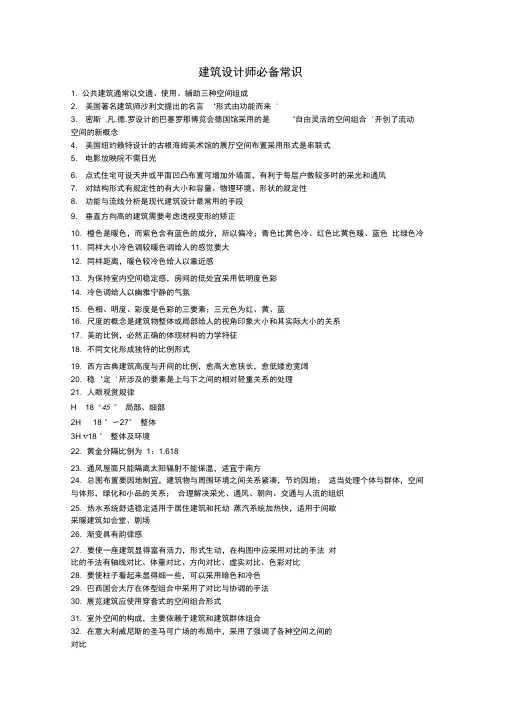 建筑设计师须知常识