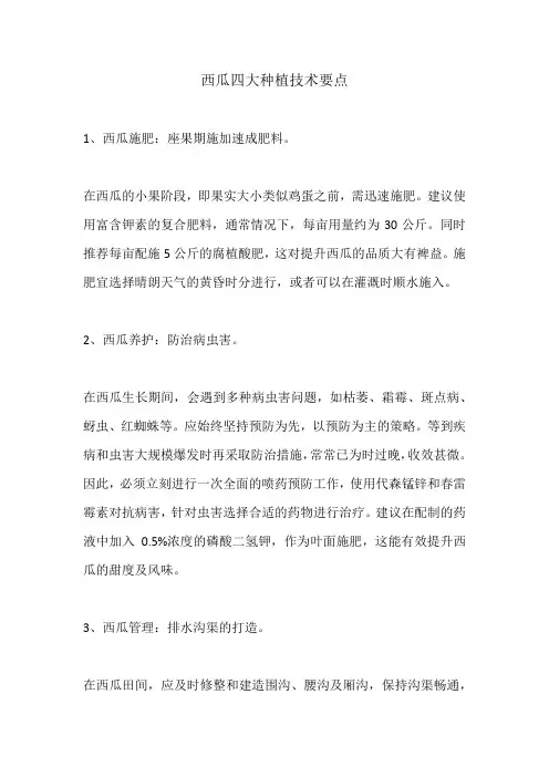 四大西瓜种植技术要点