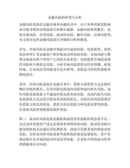 金融风险的种类与分析
