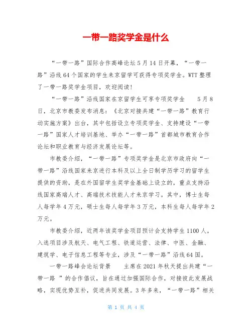 一带一路奖学金是什么