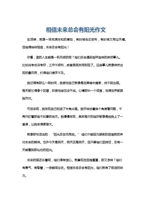 相信未来总会有阳光作文
