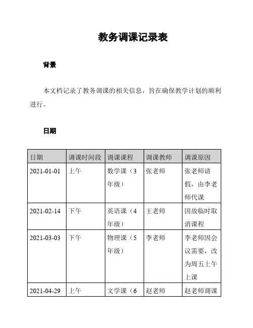 教务调课记录表