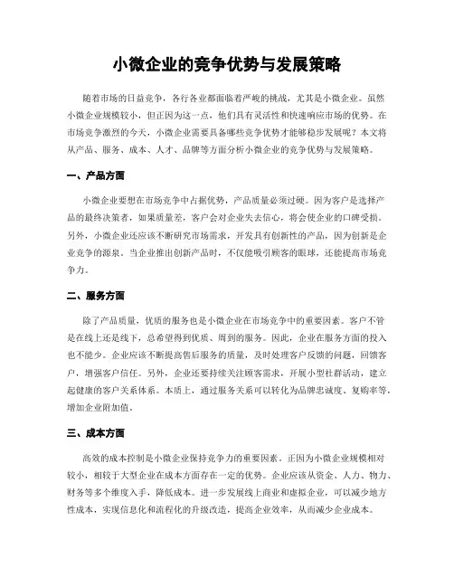 小微企业的竞争优势与发展策略