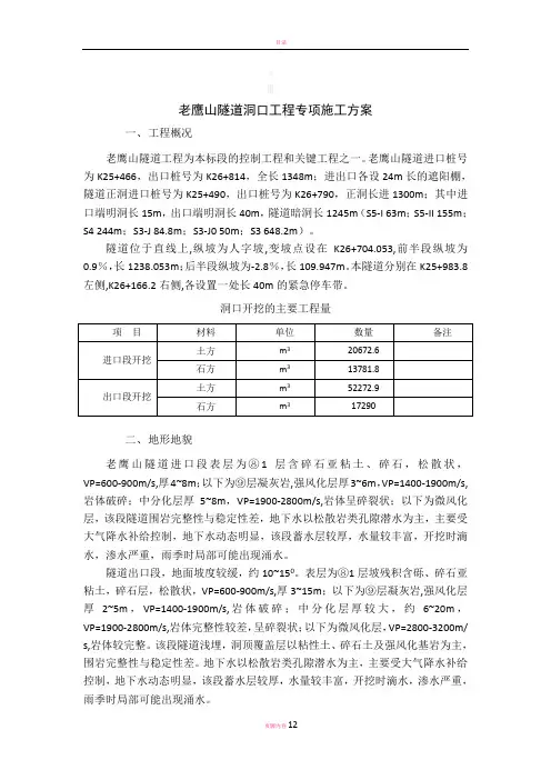 隧道洞口开挖专项施工方案