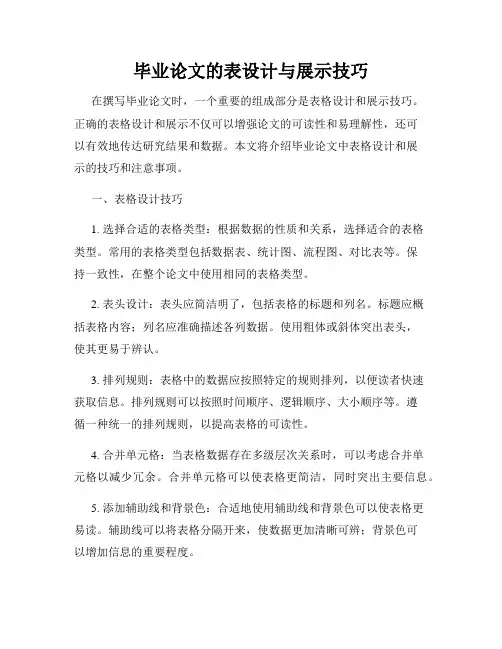 毕业论文的表设计与展示技巧