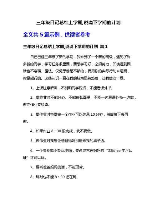 三年级日记总结上学期,说说下学期的计划