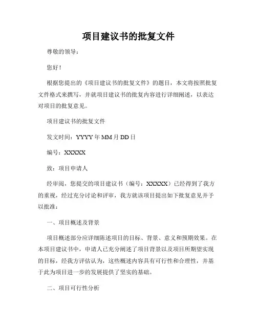 项目建议书的批复文件
