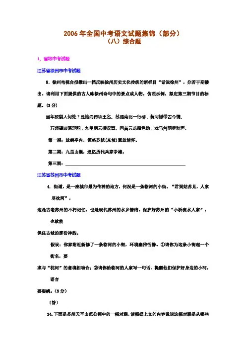 2006年全国中考语文试题集7