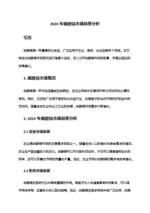 2024年硫酸镁市场前景分析