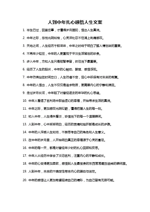 人到中年扎心感悟人生文案