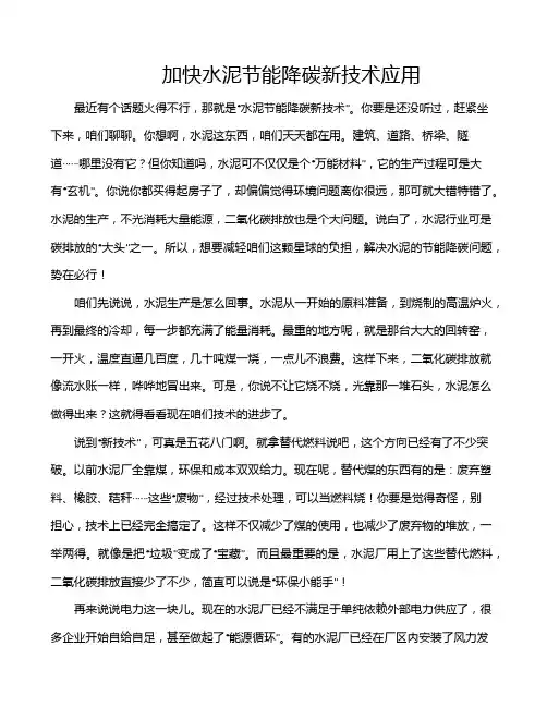 加快水泥节能降碳新技术应用