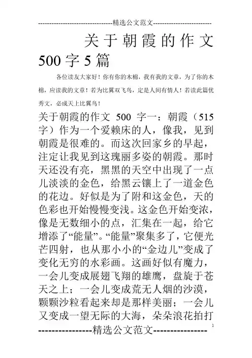 关于朝霞的作文500字5篇_0