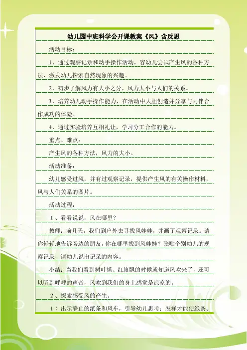 幼儿园中班科学公开课教案《风》含反思.doc