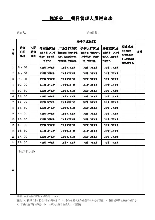 管理人员巡查表