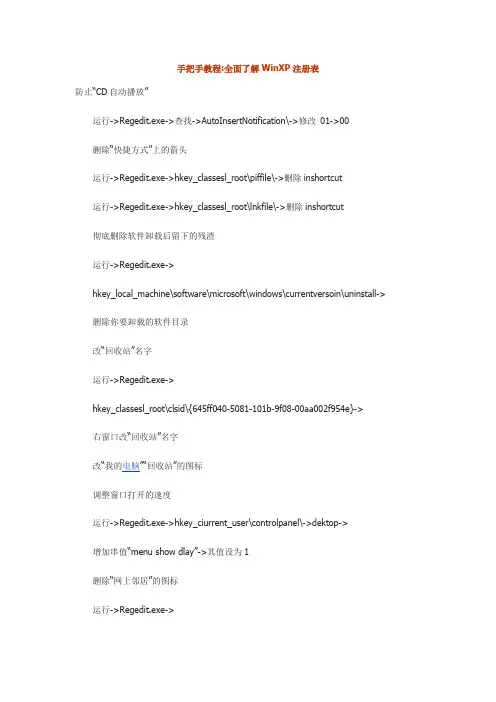 手把手教程全面了解WinXP注册表
