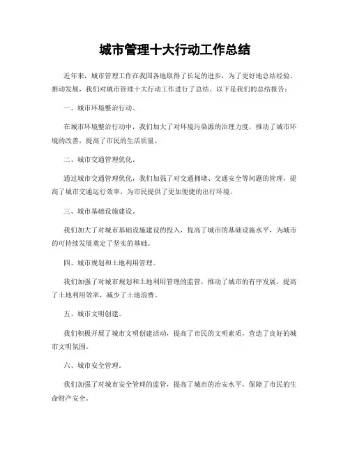 城市管理十大行动工作总结